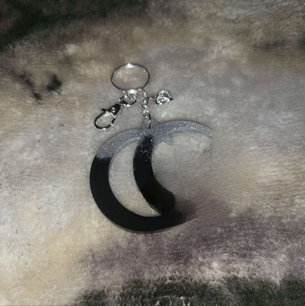 Black  Sliver Glitter Ggg Keychain